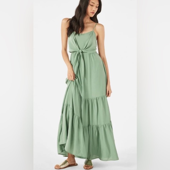 FAVLUX Dresses & Skirts - Fables agate green color women’s medium spaghetti strap Thai front long dress